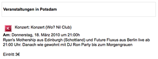Future Fluxus, Nil Club, Potsdam